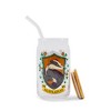 Silver Buffalo Harry Potter Hufflepuff House Mascot Glass Tumbler With Bamboo Lid and Straw - 3 of 4