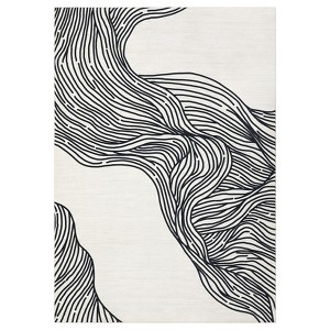 Washable Modern Rug Non Slip Low Pile Rug Soft Contemporary Throw Floor Cover Foldable Indoor Carpet for Living Room Bedroom Playroom Nursery - 1 of 4