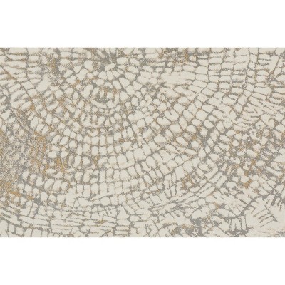 Ivory and Silver Abstract Viscose Area Rug 7.9x10