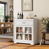 Glass Door Sideboard with Drawer, Adjustable Shelves, and Ample Storage for Kitchen, Dining, or Living Room - 3 of 4