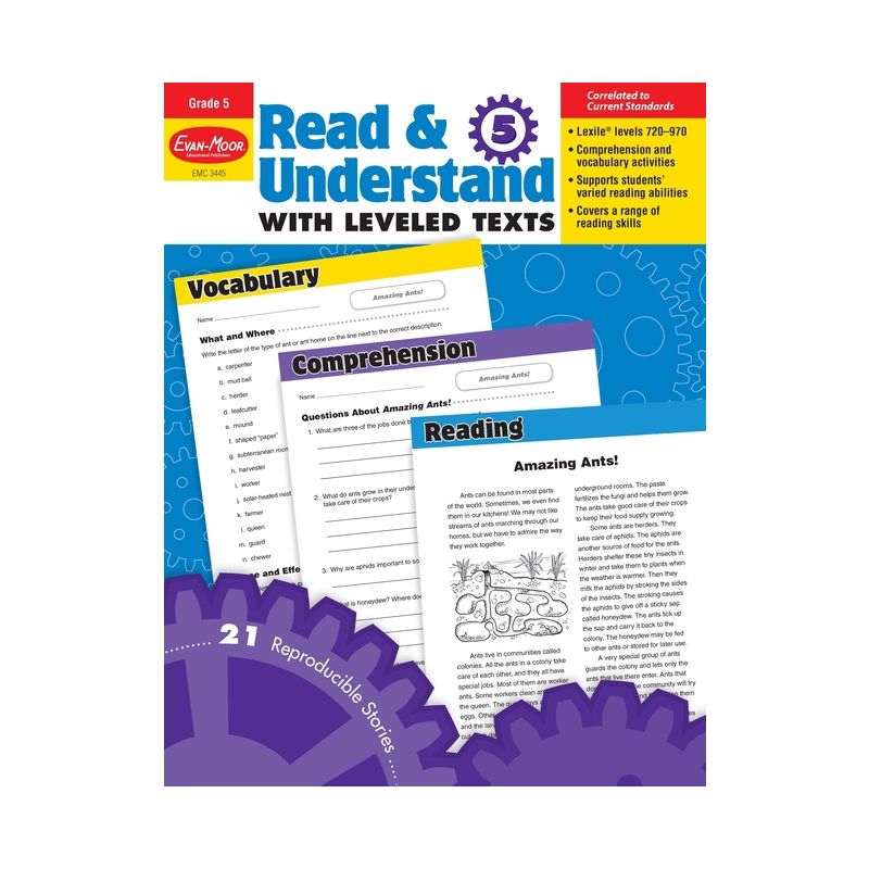 Read and Understand with Leveled Texts, Grade 5 Teacher Resource - (Read & Understand with Leveled Texts) by  Evan-Moor Educational Publishers, 1 of 2