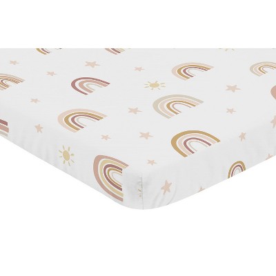 Pink and Yellow Boho Rainbow Mini Crib Sheet Set
