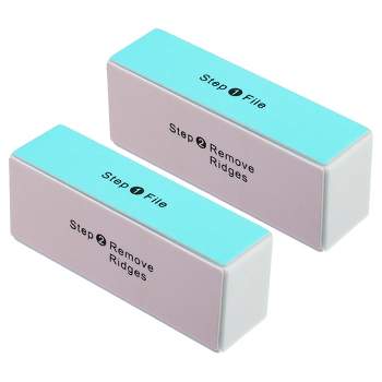 Unique Bargains Stainless Steel Nail Buffer Block Smooth & Shine Block for Nails 4 Color Blue Pink Purple Gray 2 Pcs