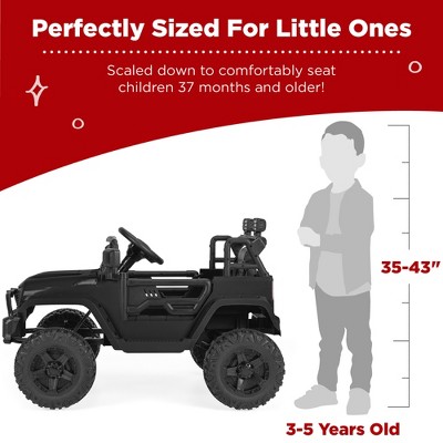 Black 12V Kids Ride-On Truck with Remote Control and LED Lights