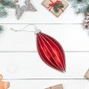 Northlight 5" Shiny Red and White Glittered Striped Glass Finial Christmas Ornament - image 2 of 4