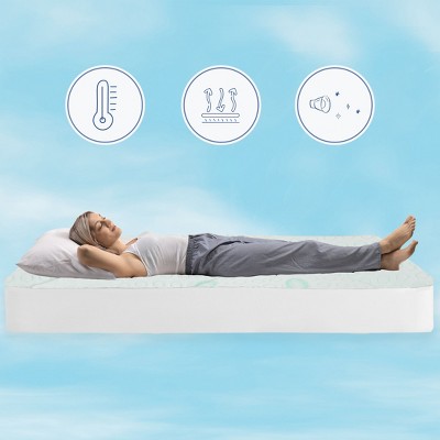 Queen Size White Quilted Cooling Mattress Pad with Deep Pockets