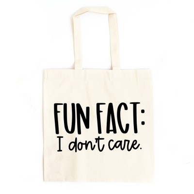City Creek Prints Fun Fact I Don't Care Canvas Tote Bag - 15x16 - Natural