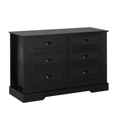 NicBex 6 Drawer Dresser,Solid Wood Spray Paint Drawer with Retro Circular Handle,Dressers for Kids Room,Living Room,Entry and Hallway,Black