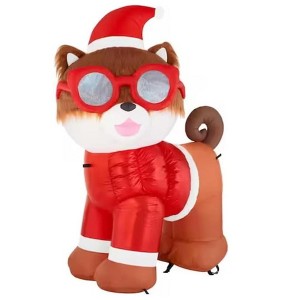 Gemmy Fuzzy Plush Pomeranian Dog in Santa Suit & Sunglasses Christmas Inflatable - 1 of 4