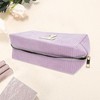 Unique Bargains Corduroy Rectangular Letter Makeup Bag Pink Purple 1 Pc - 3 of 4