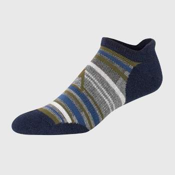 Hanes Premium Men's Striped Peaks Explorer Heel Shield Low Cut Socks 3pk - Blue 6-12