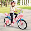 Costway 14/16/18 Inch Kids Bike with Basket Doll Seat & Colorful Streamers 2 Training Wheels Pink - 2 of 4