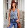 INSPIRE CHIC Women's V Neck Sleeveless Button Down with Pockets Denim Vest - 2 of 4