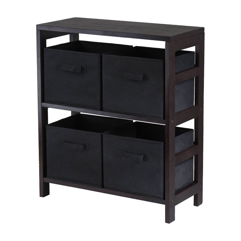4pc Capri Set Storage Shelf with Folding Fabric Baskets Espresso Brown/Black - Winsome, 1 of 5