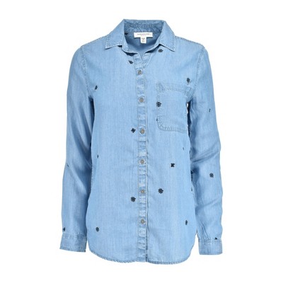 BeachLunchLounge Women's Halloween Webs & Spiders Denim Shirt