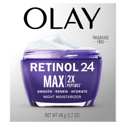 Olay Retinol 24 Max Night Face Moisturizer for Dull Skin Fragrance-Free - 1.7oz