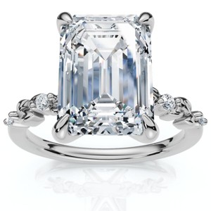 Pompeii3 Certified 4.05Ct Emerald Cut Diamond Engagement Ring 14k White Gold Lab Created - 1 of 4