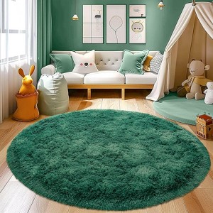 LOVEVOOK Round Fluffy Area Rug - Super Soft Circle Rugs for Kids Room - Shaggy Rugs for Nursery Fuzzy Carpet for Boys Girls Room - 1 of 4