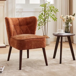 Mid Century Modern Wingback Accent Chair, Small Linen Upholstered Living Room Chairs with Thick Cushion & Rubberwood Leg for Bedroom Apartment - 1 of 4