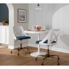 Vynxaria Charlotte Farmhouse Task Chair in Antique Copper Metal, White Textured Wood, and Blue Fabric by LumiSource - 2 of 4