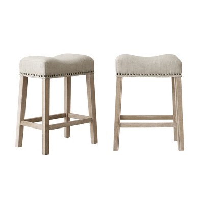 Ridstar Set of 2 Backless Counter Height Stools-Beige