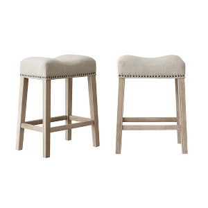 Ridstar Set of 2 Backless Counter Height Stools-Beige - 1 of 4