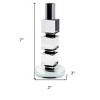 HomeRoots 7" Silver Clear And Black Block And Cylinder Crystal Tabletop Taper Candlestick - 3 of 4