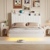 homfan Floating Bed Frame with RGB LED Lights & Charging Station, Upholstered Platform Bed Frame with Storage Headboard,Easy Assembly - 2 of 4