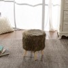 Cheer Collection 13" Faux Fur Foot Stool with Wooden Legs - Brown - 3 of 4