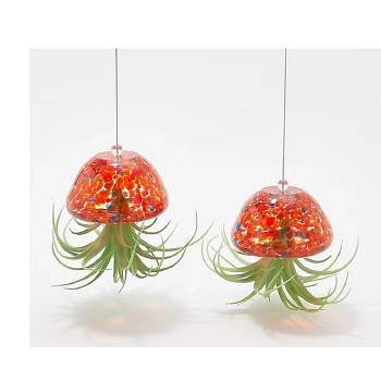 Set of 2 3.54" Glass Jellyfish with Faux Plant Coral - Ultimate Innovations