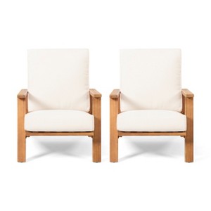 Christopher Knight Home Paloma Outdoor Acacia Wood Adirondack Design Club Chair with Cushion - 1 of 4