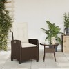 vidaXL Reclining Patio Chair with Cushions Brown Poly Rattan - 3 of 4