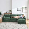 113" Modular Combo Sofa, Modern 3-Seater L-Shaped Sofa with Ottoman, 2 Cushions,Side Pockets,Oversized Upholstered Sofa for Living Room Bedroom - 2 of 4
