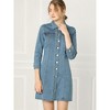 INSPIRE CHIC Women's 3/4 Sleeve Button Down Denim Shirt Dress - 3 of 4