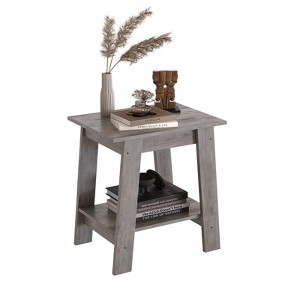 2-Tier Farmhouse End Table - Narrow Side Table with Storage Shelf for Bedroom/Living Room - 1 of 4