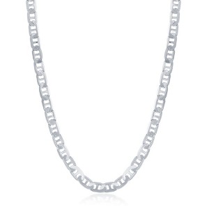 Links of Italy Sterling Silver 4.1mm Flat Marina Chain - Rhodium Plated - Available Sizes: 16  , 18  , 20  , 22  , 24  Inches - 1 of 2