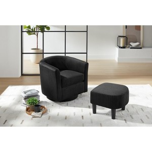 MAYEERTY 360° Swivel Corduroy Recliner Armchair with Ottoman for Living Room/Bedroom (Black) - 1 of 4