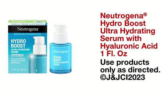 Neutrogena Hydro Boost Hyaluronic Acid Face Serum - Fragrance Free - 1.0oz, 2 of 11, play video