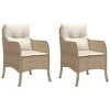 vidaXL Patio Chairs with Cushions 2 pcs Beige Poly Rattan - 2 of 4