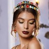 Unique Bargains Women's Double Layer Metal Colorful Rhinestone Faux Crystal headband 5.63"x1.77" 1 Pc - 3 of 4