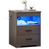 Vlsrka Black Bedside Table with Hidden Storage Compartment, Smart Nightstand Featuring USB & Type-C Charging Ports and Motion-Activated LED Light - 3 of 4