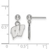 Black Bow Jewelry 14k White Gold Wisconsin Badgers NCAA Dangle Earrings - 2 of 3
