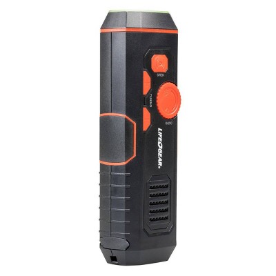 Life+Gear Stormproof Crank LED Flashlight with FM Radio/USB Port - Black/Red