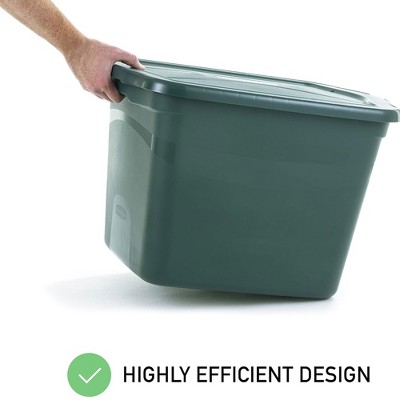 Hunter Green Stackable Plastic Storage Bins with Lids, 18 Gallon, 6 Pack
