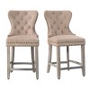 WestinTrends 24" Tufted Upholstered Velvet Bar Stool with Metal Footrest (Set of 2) - 4 of 4