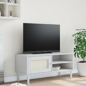 vidaXL TV Stand SENJA Rattan Look White 41.7 in.x15.7 in.x19.3 in. Solid Wood Pine - 1 of 4