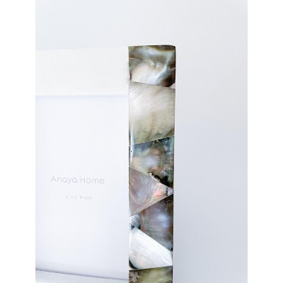 White Marble Picture Frame with Mother of Pearl Accent