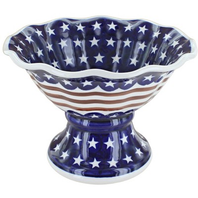 Blue Rose Polish Pottery 1721 Zaklady Small Pedestal Bowl