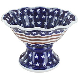 Blue Rose Polish Pottery 1721 Zaklady Small Pedestal Bowl - 1 of 1