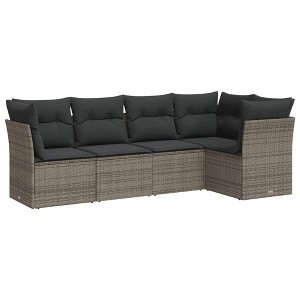 vidaXL Garden Sofa Set Grey PE rattan Large UV-resistant materials - 1 of 4